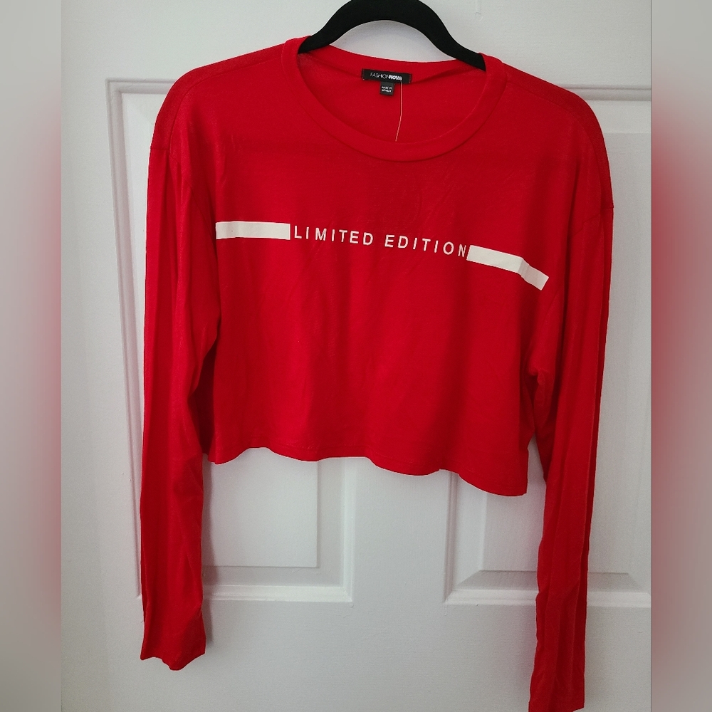 SZ L red Long sleeve crop T-shirt